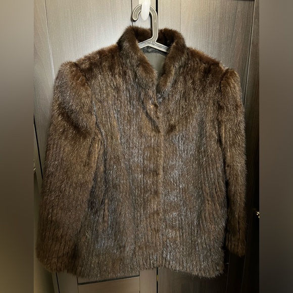 Vintage Mahogany Mink Fully Let Out Bomber Jacket Size 12-14 L XL Silk Lining - Picture 12 of 17